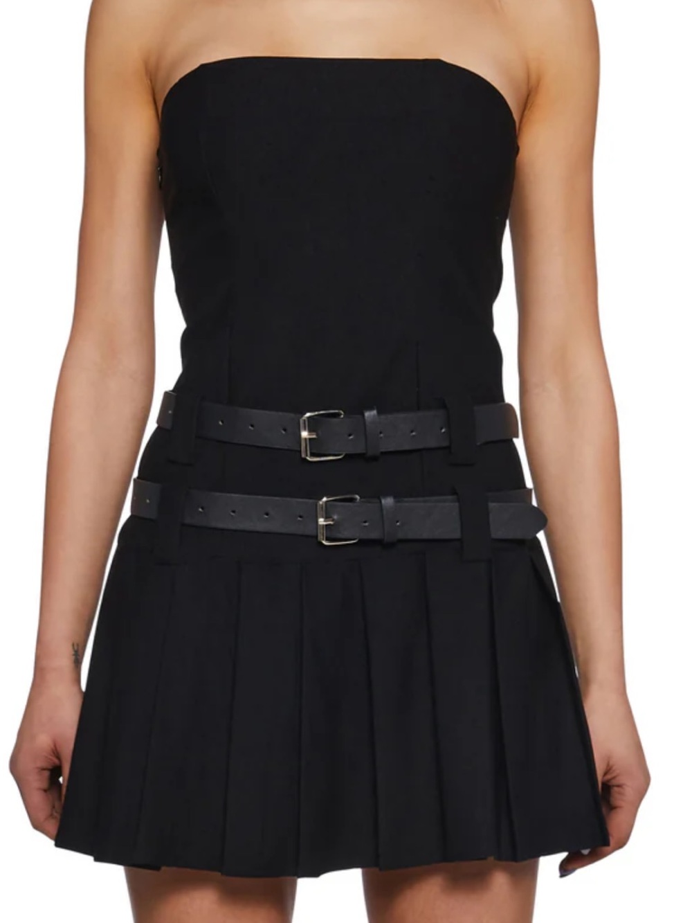 Dolls Kill Hesperus Black belted skater dress